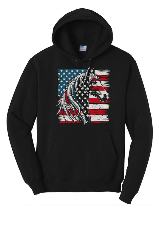 Americana Horse Hoodie or Crew