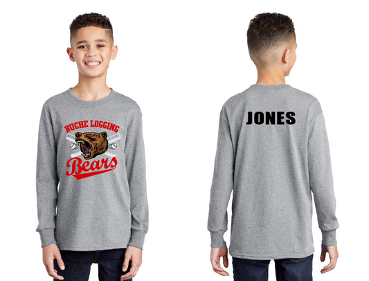 Bears Baseball Bats PERSONALIZED Youth Long Sleeve