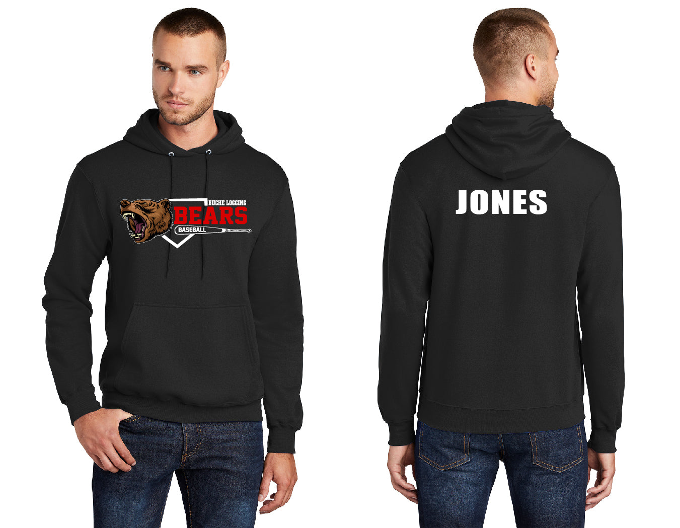 Bears Baseball Diamond PERSONALIZED Adult Hoodie