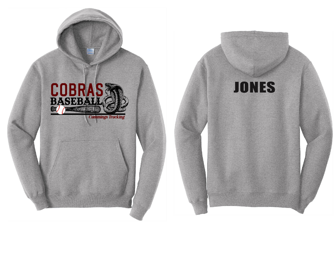 Cobras Baseball PERSONALIZED Adult Hoodie