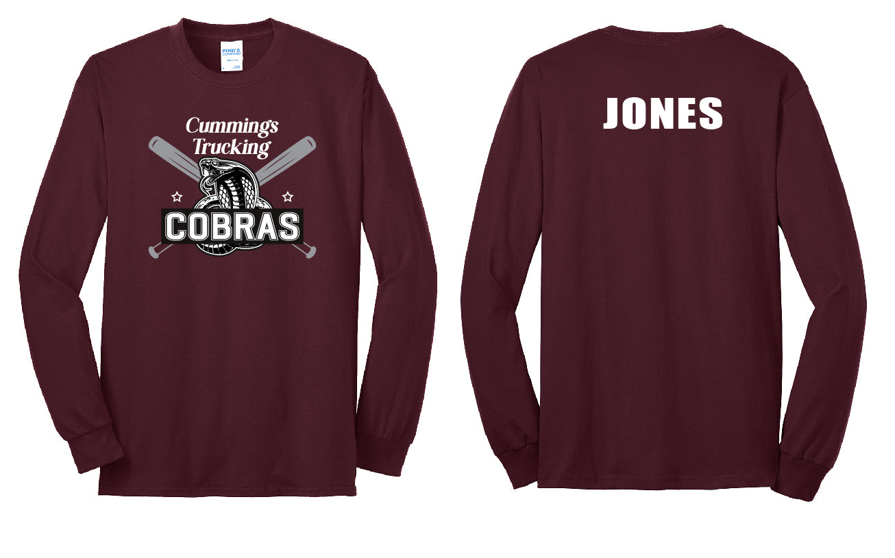 Cobras Baseball Bats PERSONALIZED Youth Long Sleeve