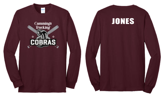 Cobras Baseball Bats PERSONALIZED Adult Long Sleeve