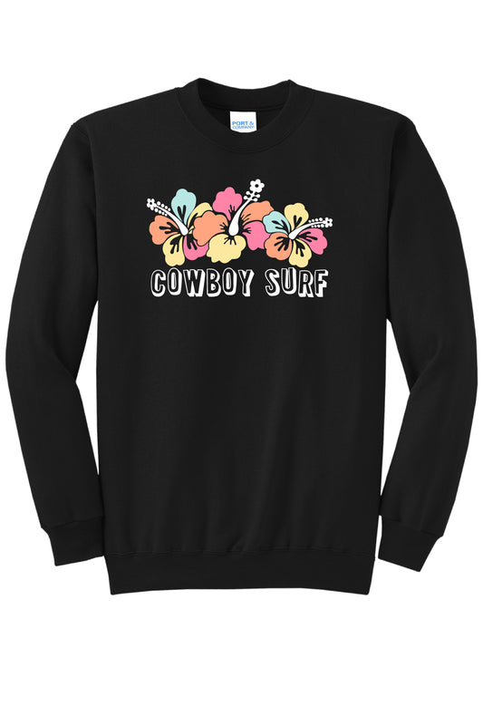 Cowboy Surf Coffee Flower Adult Crewneck