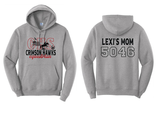 CHS Crimson Hawks Equestrian Colored PERSONALIZED Hoodie