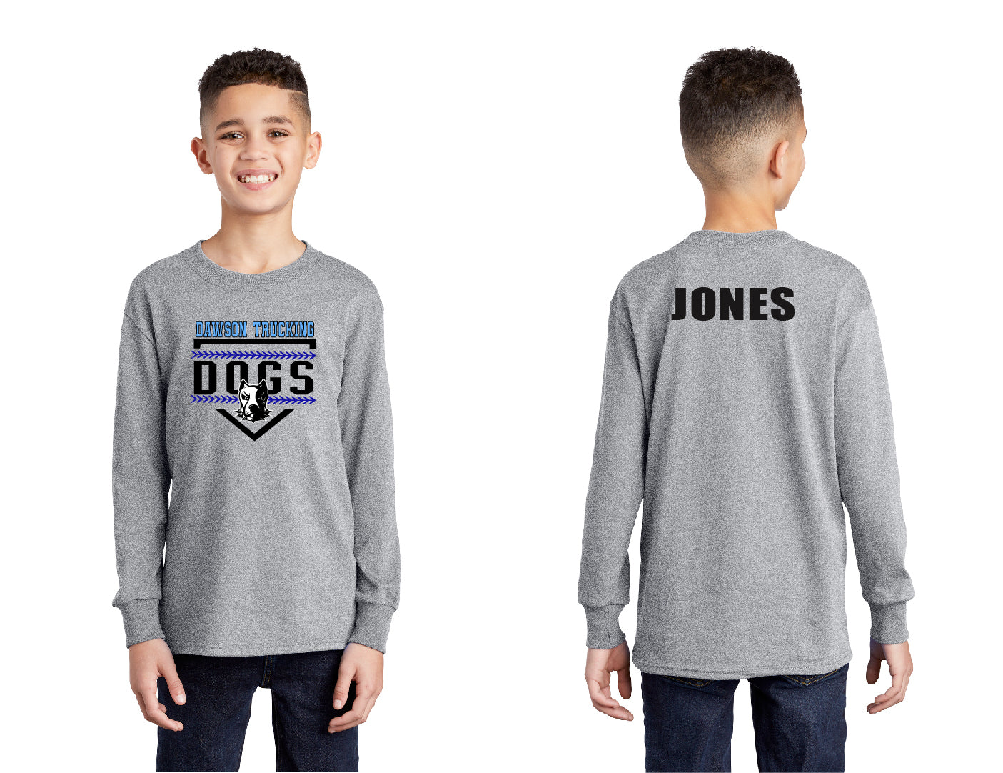 Dogs Baseball Seams PERSONALIZED Youth Long Sleeve
