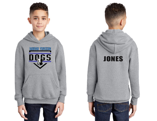 Dogs Baseball Seams PERSONALIZED Youth Hoodie
