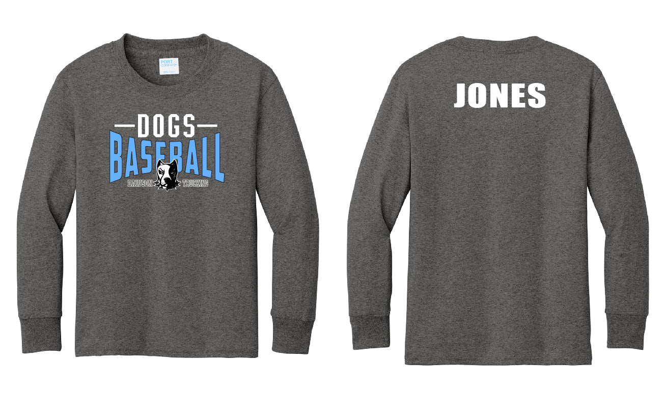 Dogs Baseball Stripe PERSONALIZED Adult Long Sleeve