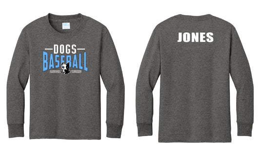 Dogs Baseball Stripe PERSONALIZED Adult Long Sleeve