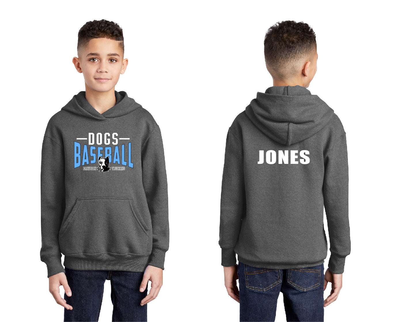 Dogs Baseball Stripe PERSONALIZED Youth Hoodie