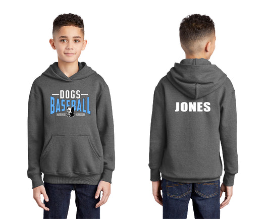 Dogs Baseball Stripe PERSONALIZED Youth Hoodie