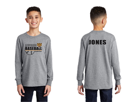 Leopards Baseball Stripe PERSONALIZED Youth Long Sleeve