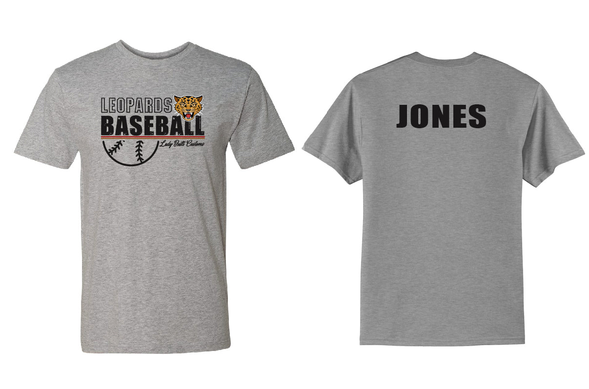 Leopards Baseball Stripe PERSONALIZED Adult T-Shirt