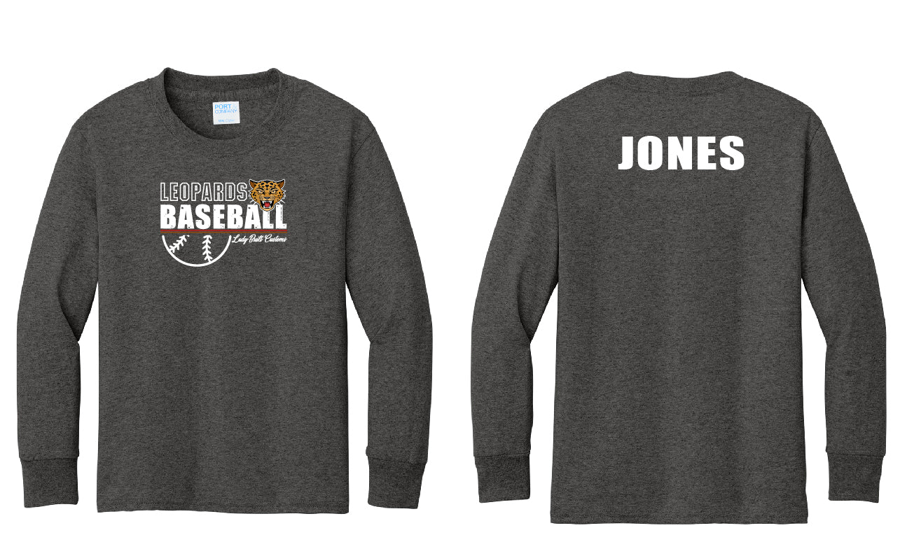 Leopards Baseball Stripe PERSONALIZED Adult Long Sleeve