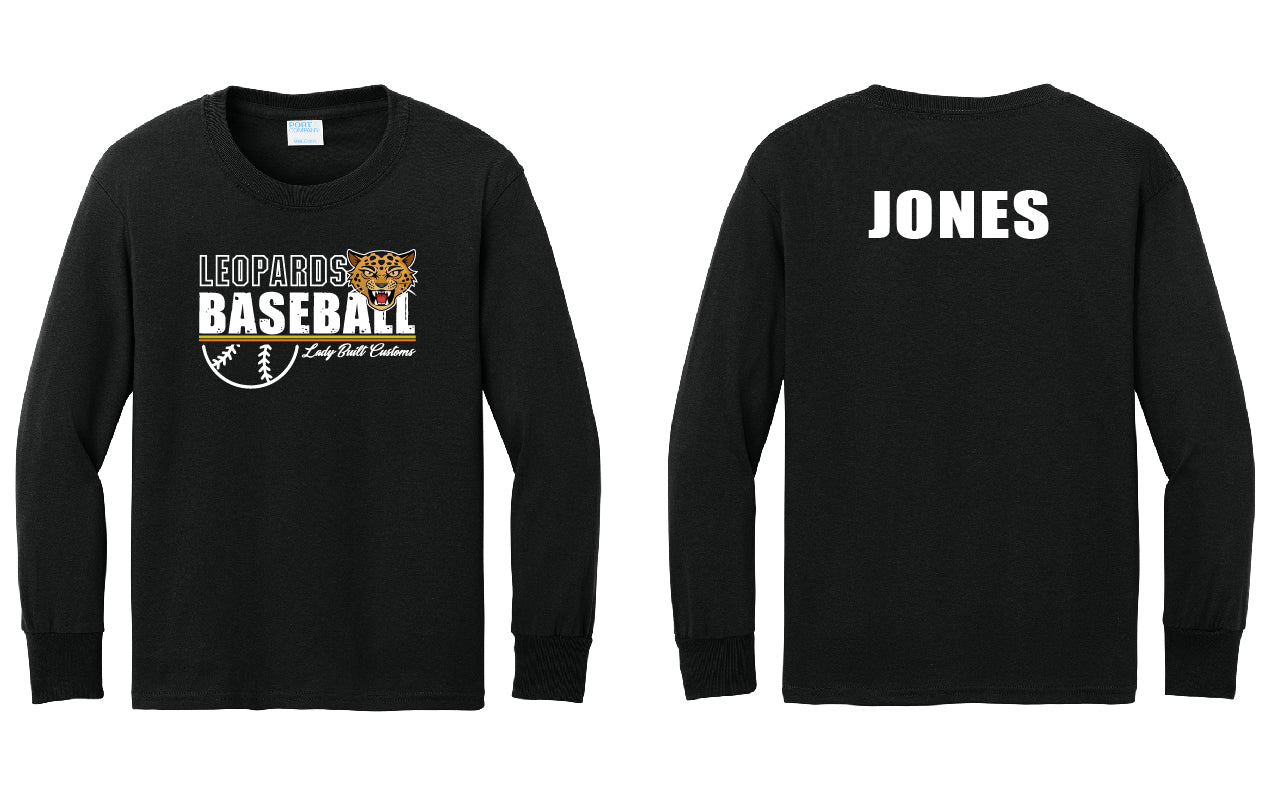 Leopards Baseball Stripe PERSONALIZED Adult Long Sleeve