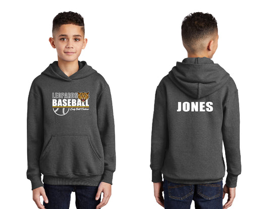 Leopards Baseball Stripe PERSONALIZED Youth Hoodie