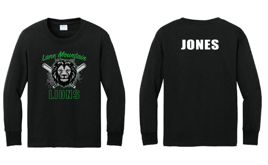 Lions Baseball Bats PERSONALIZED Youth or Adult Long Sleeve