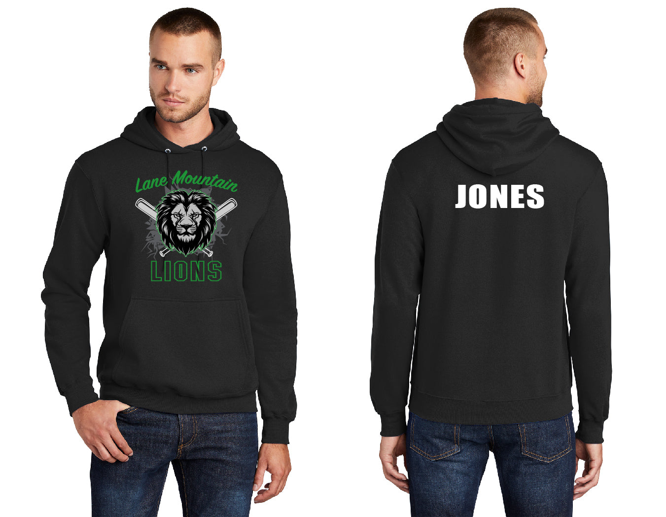 Lions Baseball Bats PERSONALIZED Adult Hoodie