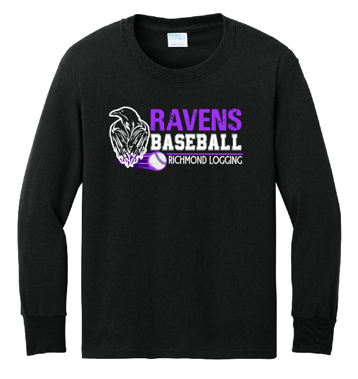 Ravens Baseball Stripe Adult Long Sleeve