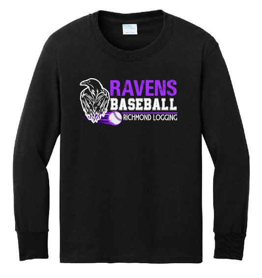 Ravens Baseball Stripe Adult Long Sleeve
