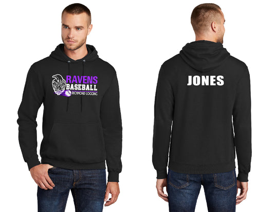 Ravens Baseball Stripe PERSONALIZED Adult Hoodie