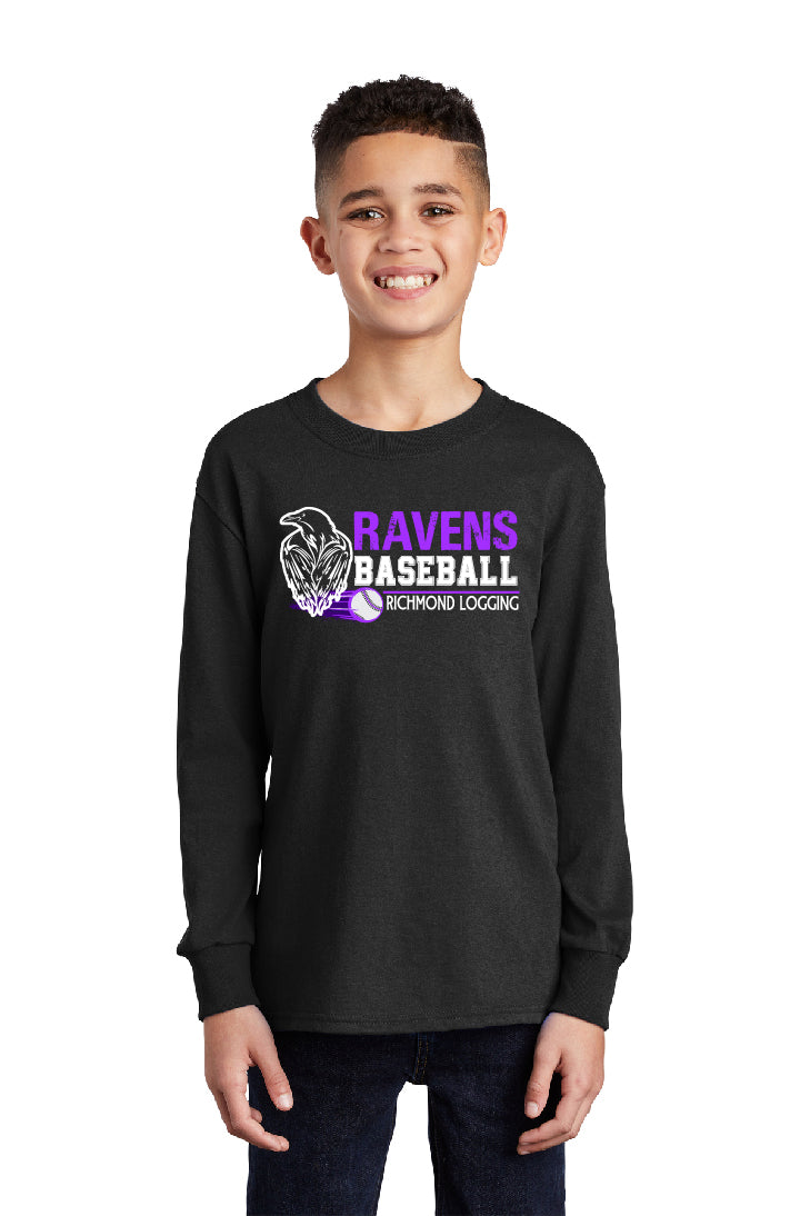 Ravens Baseball Stripe Youth Long Sleeve