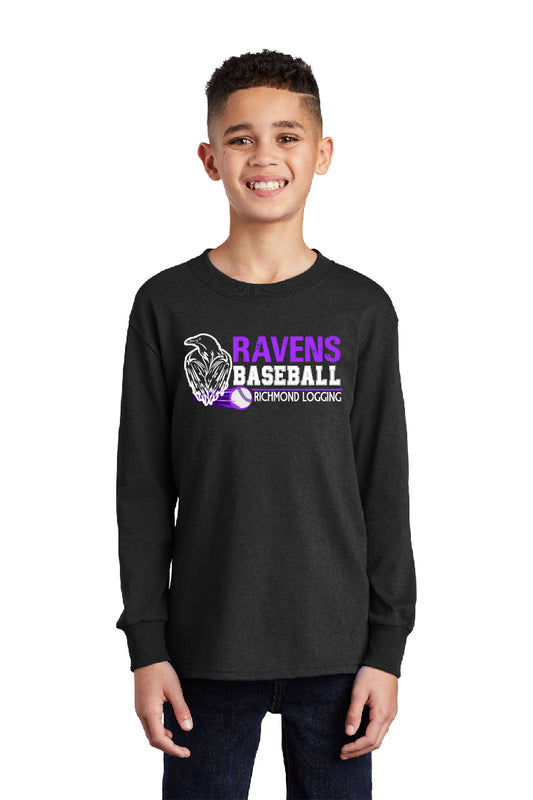 Ravens Baseball Stripe Youth Long Sleeve