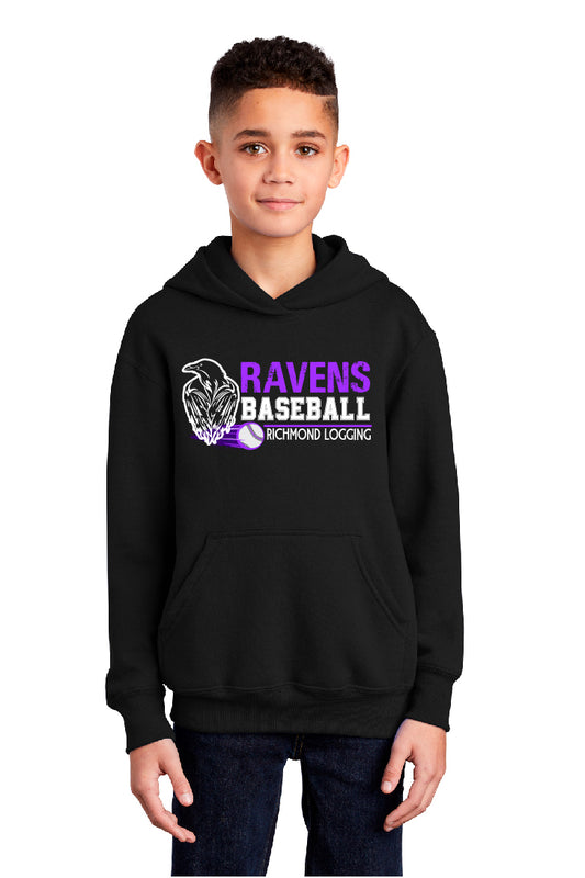 Ravens Baseball Stripe Youth Hoodie