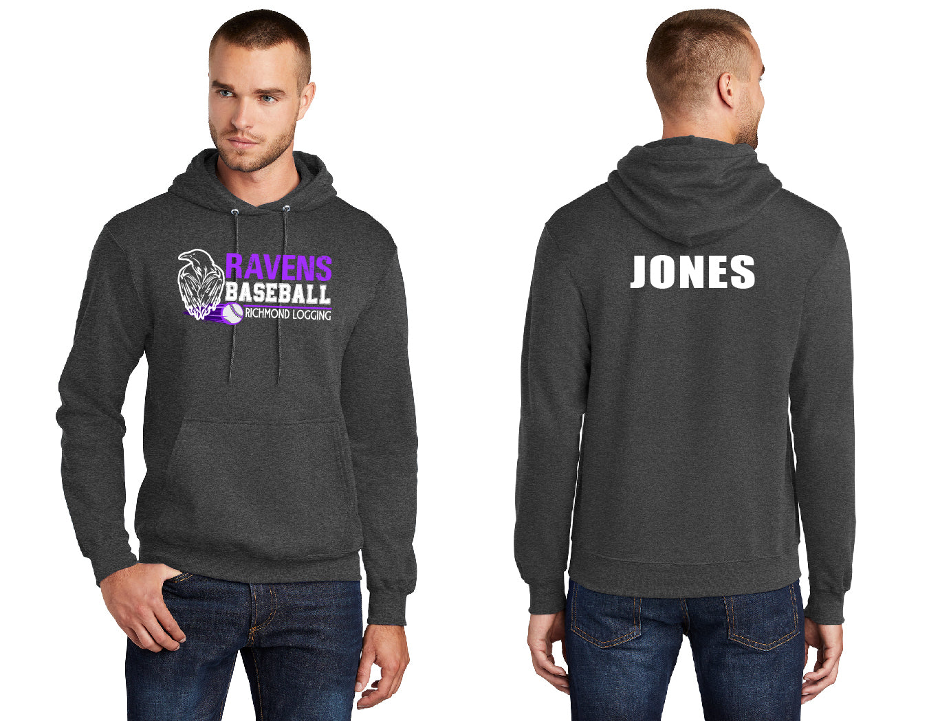 Ravens Baseball Stripe PERSONALIZED Adult Hoodie