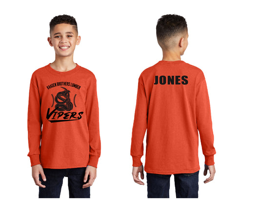 Vipers Baseball Seams PERSONALIZED Youth Long Sleeve