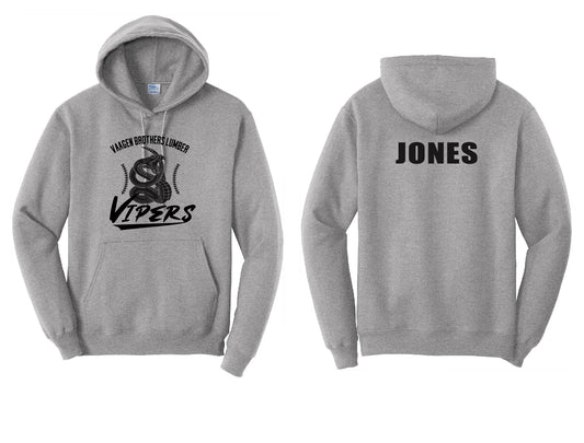 Vipers Baseball Seams PERSONALIZED Adult Hoodie