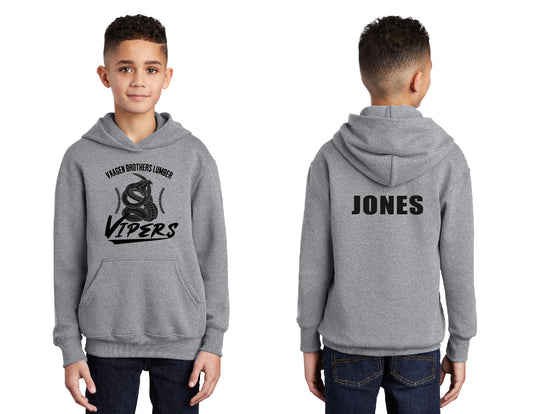 Vipers Baseball Seams PERSONALIZED Youth Hoodie
