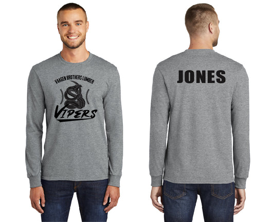 Vipers Baseball Seams PERSONALIZED Adult Long Sleeve