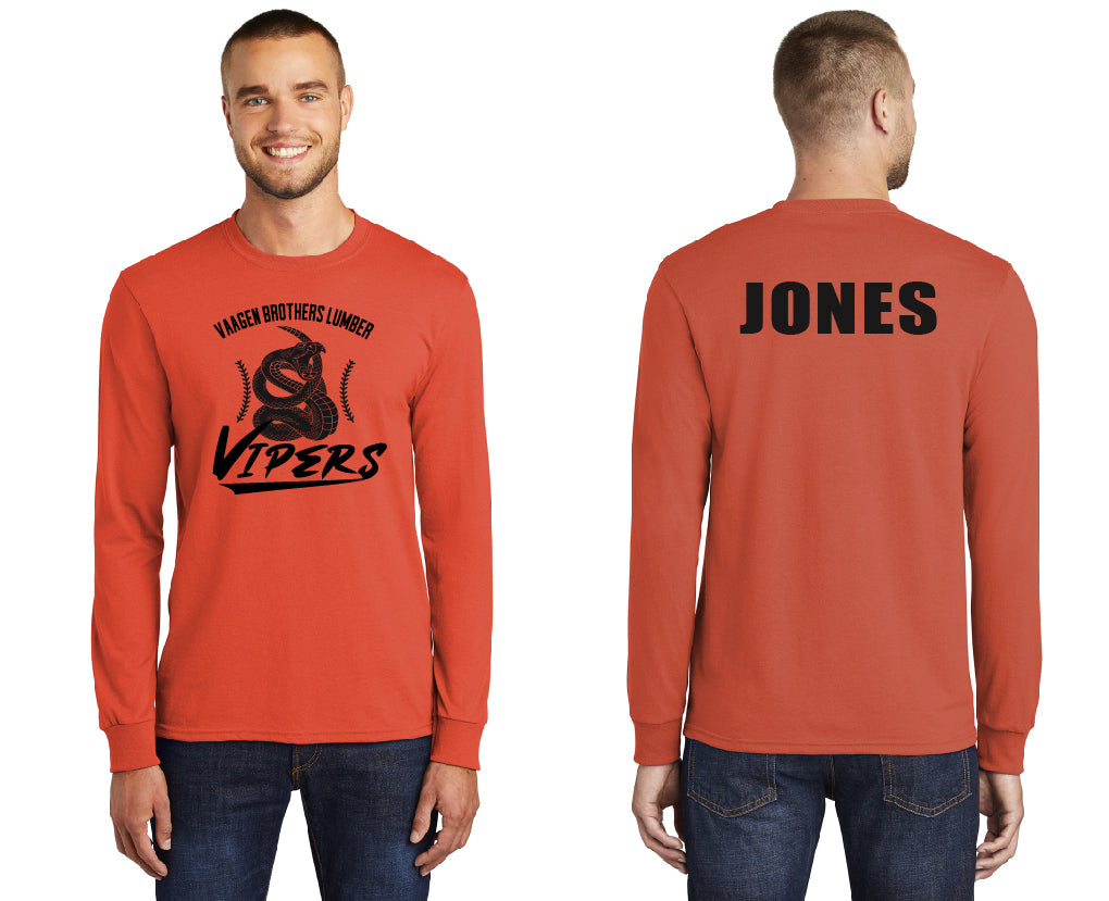 Vipers Baseball Seams PERSONALIZED Adult Long Sleeve