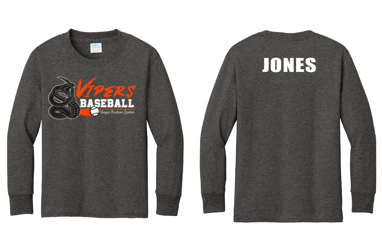Vipers Baseball PERSONALIZED Adult Long Sleeve