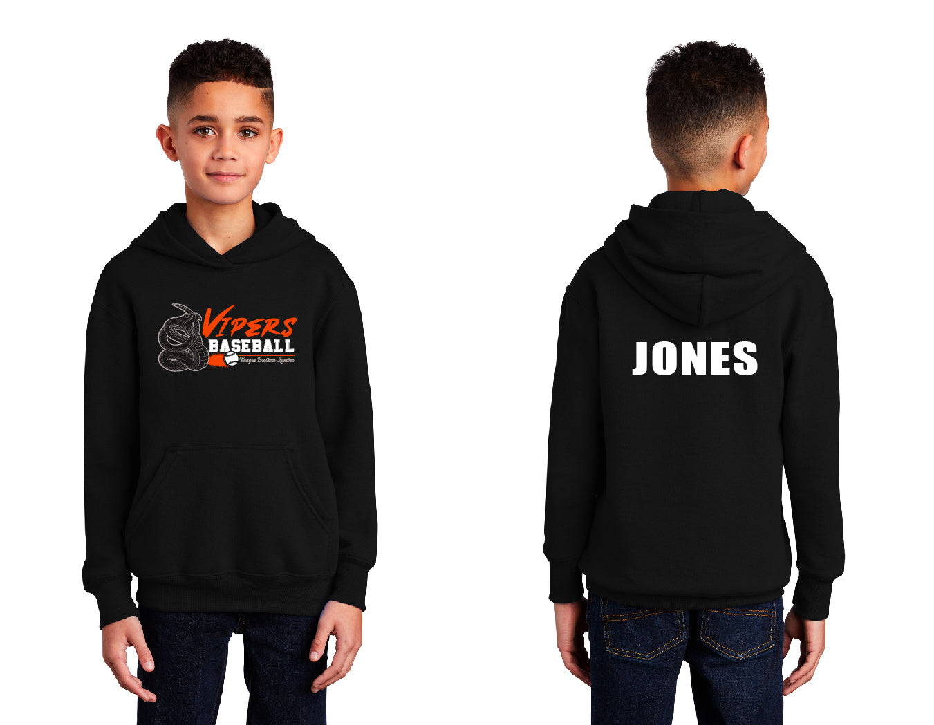 Vipers Baseball PERSONALIZED Youth Hoodie