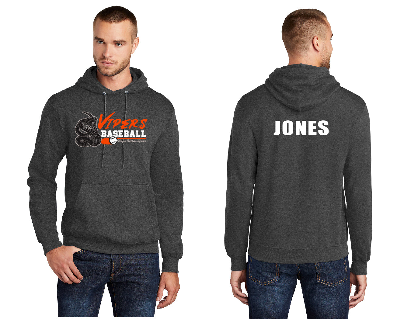 Vipers Baseball PERSONALIZED Adult Hoodie
