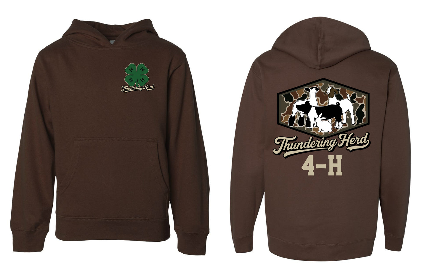 Thundering Herd Youth or Adult Brown Gildan Hoodie