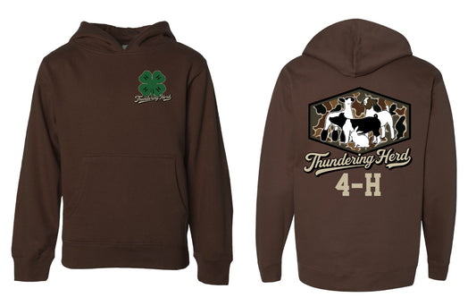 Thundering Herd Youth or Adult Brown Gildan Hoodie