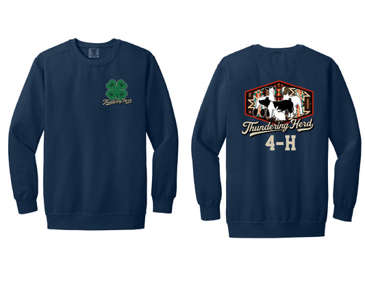 Thundering Herd Navy Comfort Colors Crewneck