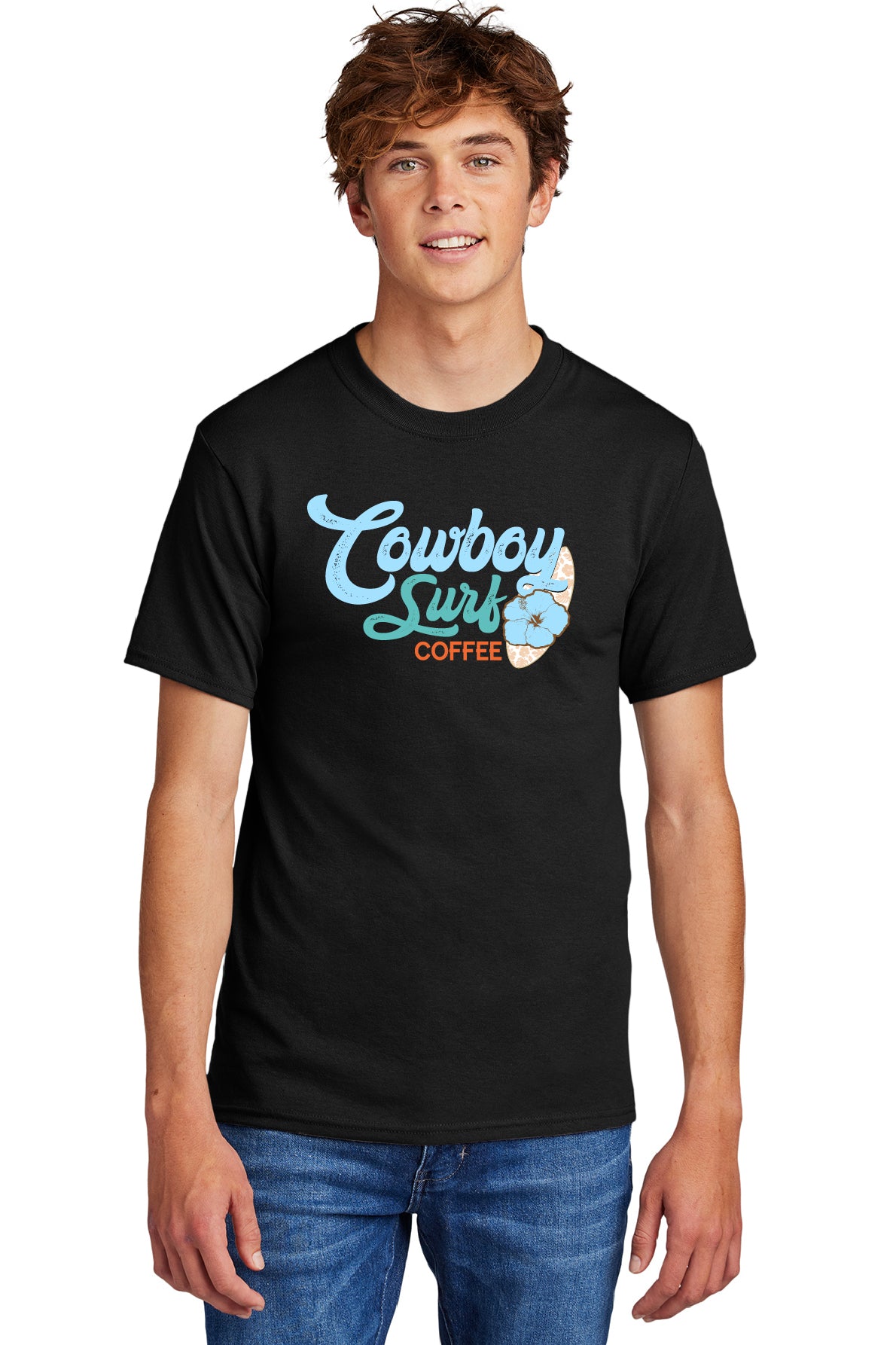 Cowboy Surf Coffee Blue Logo Youth or Adult T-shirts