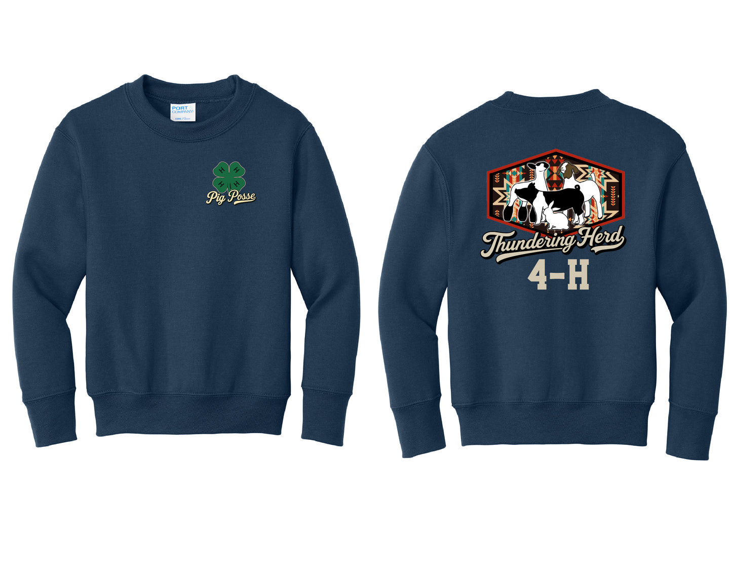 Thundering Herd Port & Co Navy Crewneck