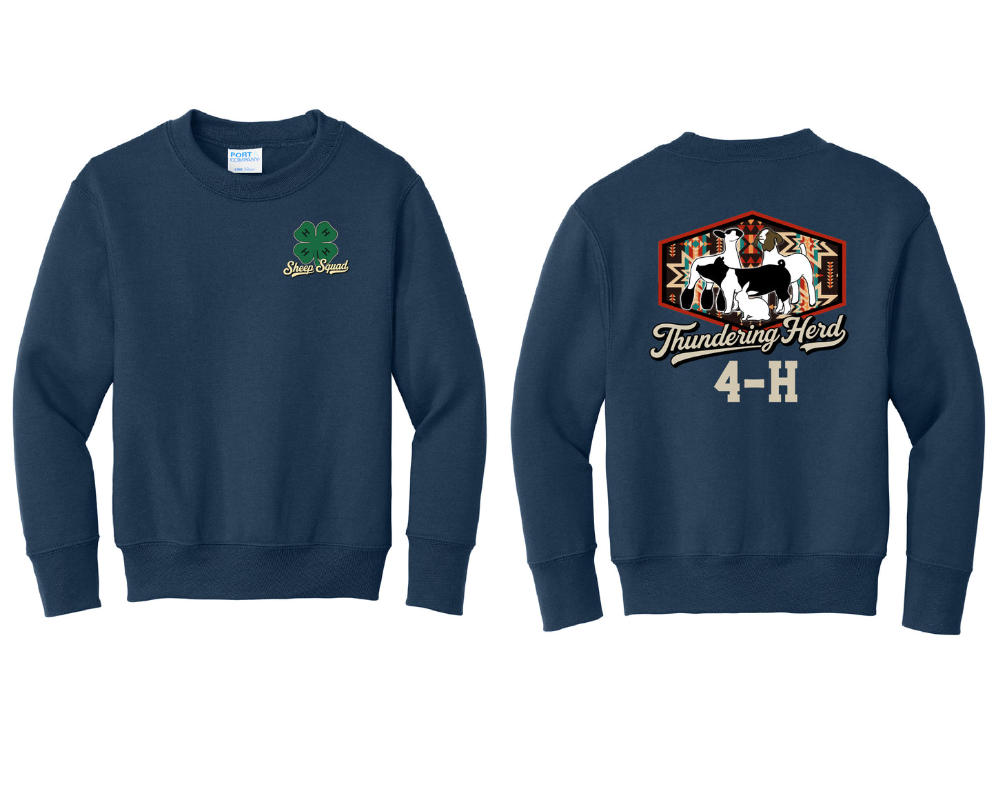 Thundering Herd Port & Co Navy Crewneck