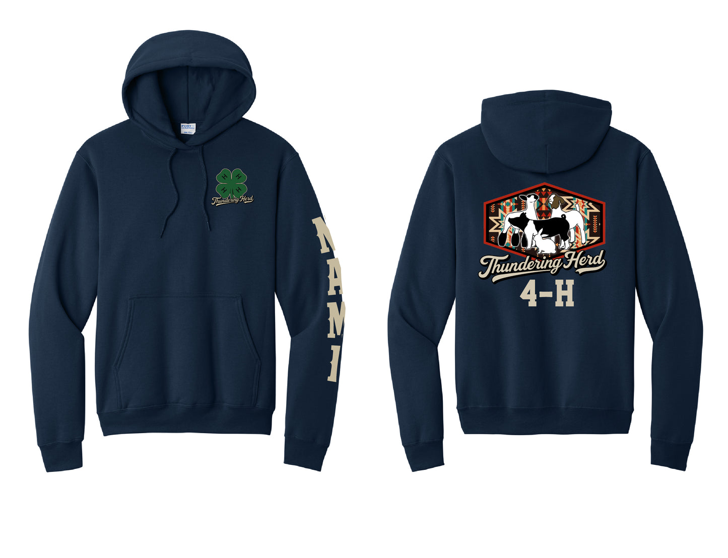 Thundering Herd Youth or Adult Navy Hoodie