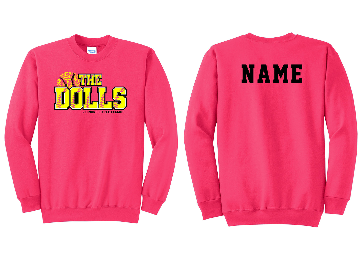 The Dolls Softball Pink Crewneck