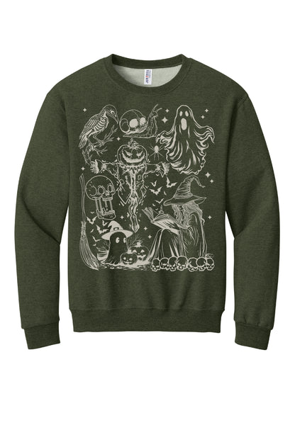 Vintage Halloween Drawing Crewneck