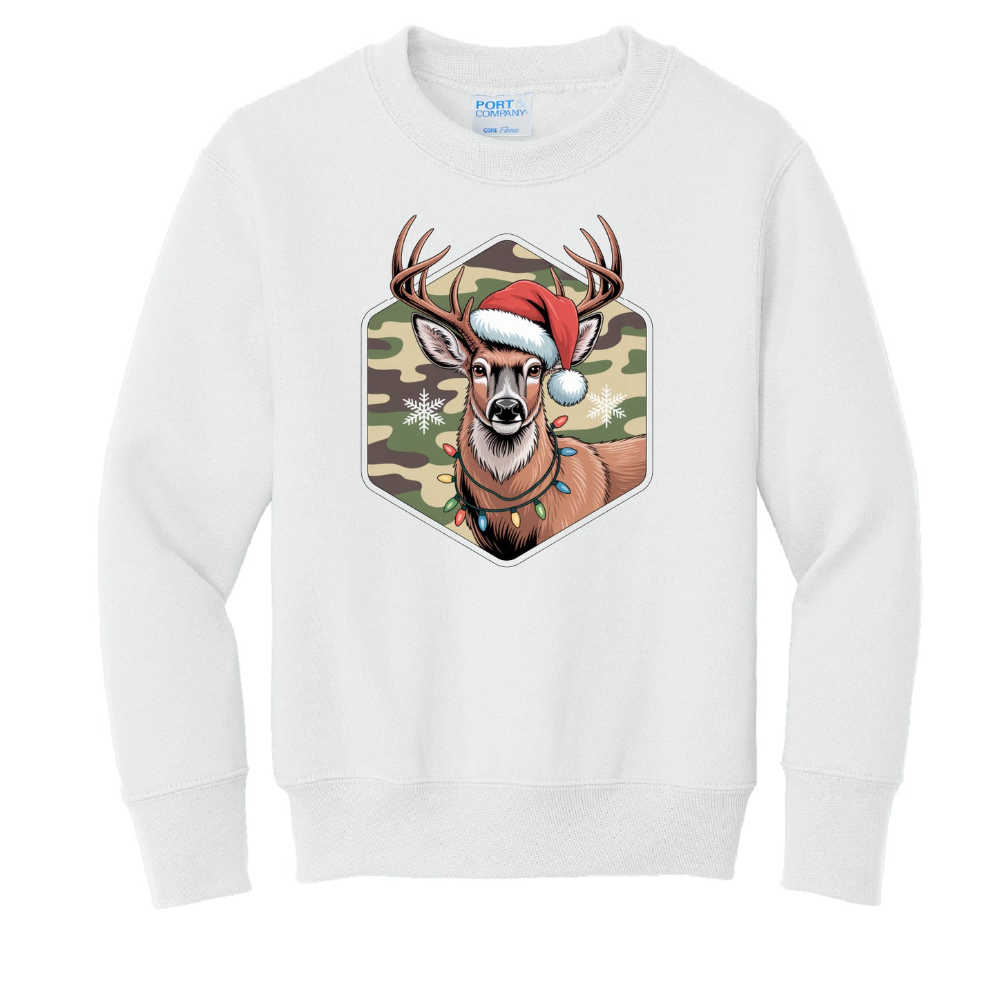 Camo Buck Youth Crewneck