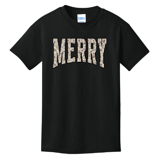 Merry Camo Christmas Youth T Shirt
