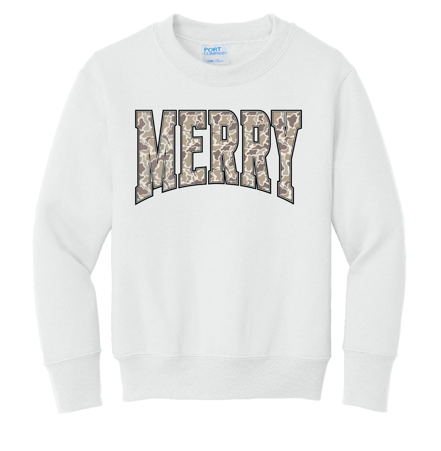 Merry Camo Christmas Youth Crewneck