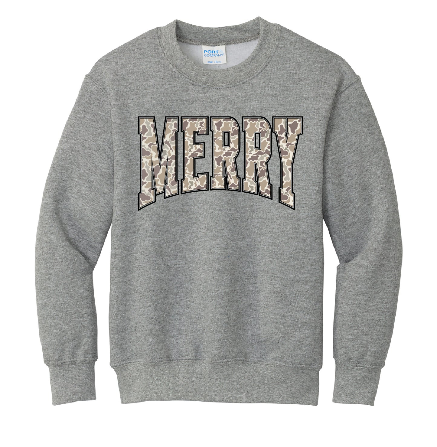 Merry Camo Christmas Youth Crewneck